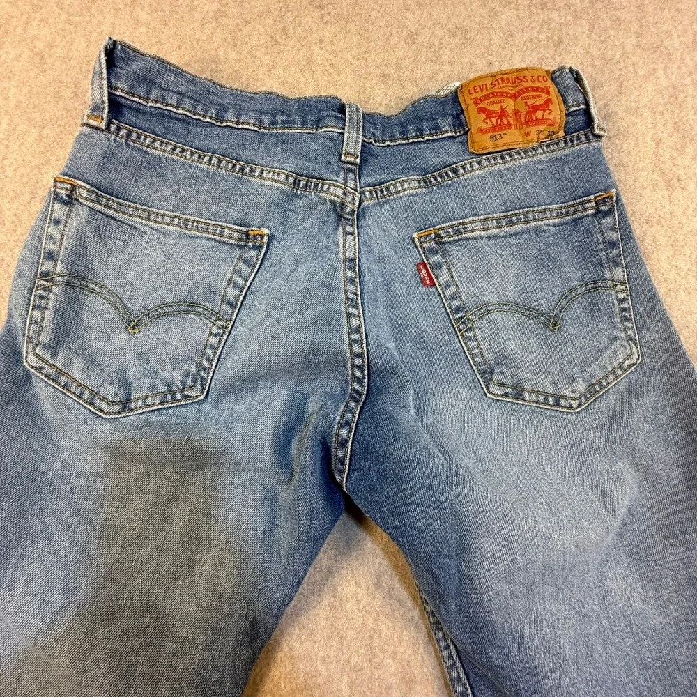 Levis 513 Slim Straight Jeans Mens W30 L30 Medium‎ Wash Blue Denim Pants